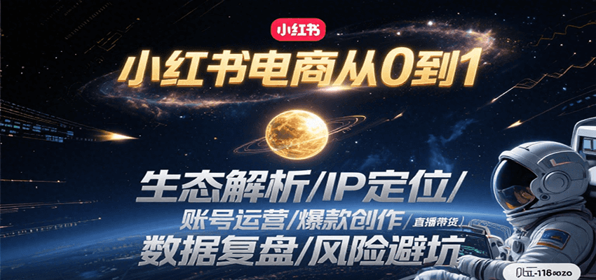 小红书电商从0到1：生态解析/IP定位/ 账号运营/爆款创作/直播带货/数据复盘/风险避坑-虫二网创