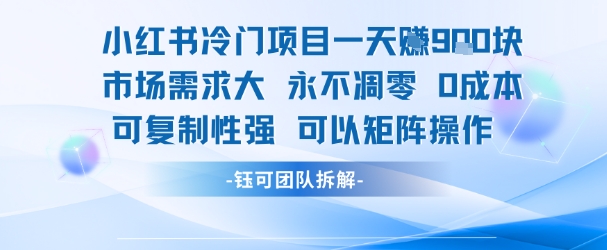 小红书冷门项目一天收益9张，市场需求大，0成本，可复制性强可以矩阵操作-虫二网创